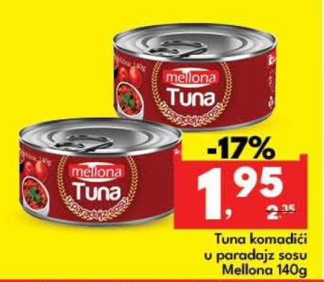 Tuna komadići u paradajz sosu Mellona 140g