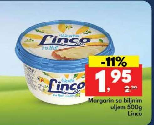 Margarin sa biljnim uljem 500g Linco