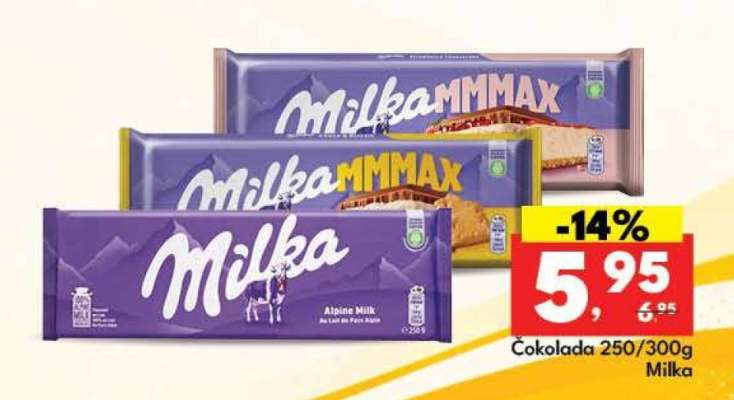 Čokolada 250/300g Milka