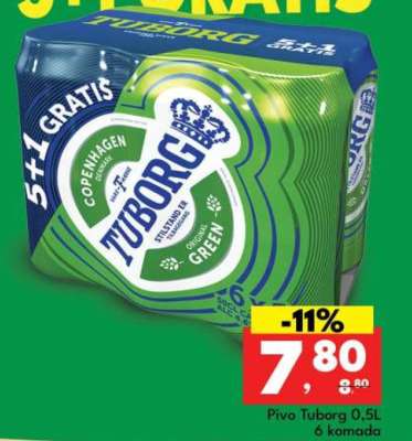 Pivo Tuborg 0,5L 6 komada