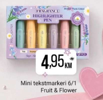 Mini tekstmarkeri 6/1 Fruit & Flower