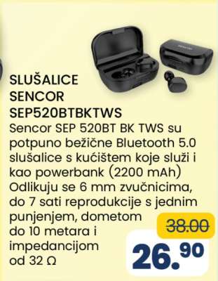 SLUŠALICE SENCOR SEP520BTBKTWS