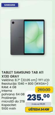 TABLET SAMSUNG TAB A11 X130 GRAY