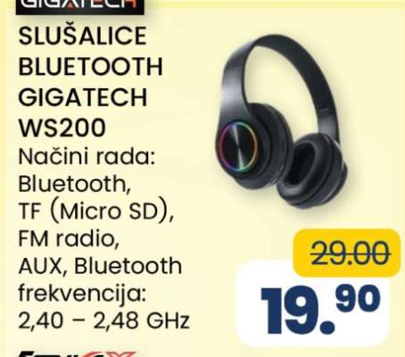 SLUŠALICE BLUETOOTH GIGATECH WS200