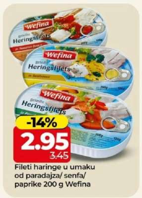 Fileti haringe u umaku od paradajza/senfa/paprike 200 g Wefina