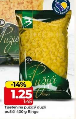Tjestenina Pužići/Dupli pužići 400 g Bingo