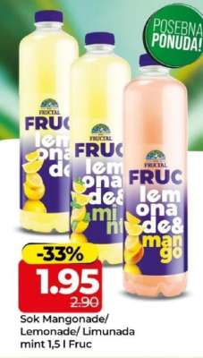 Sok Mangonade/ Lemonade/ Limonada mint 1,5 l Fruc