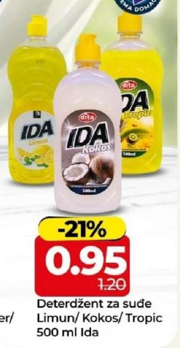 Deterdžent za suđe Limun/ Kokos/ Tropic
