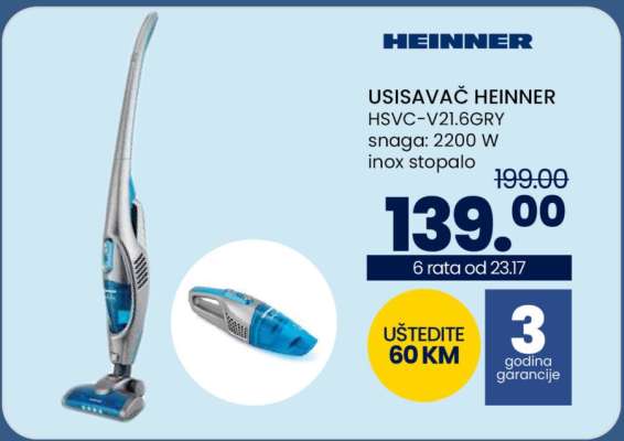 USISAVAČ HEINNER HSVC-V21.6GRY