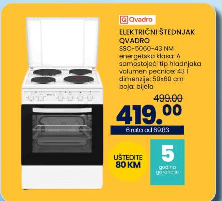 ELEKTRIČNI ŠTEDNJAK QVADRO