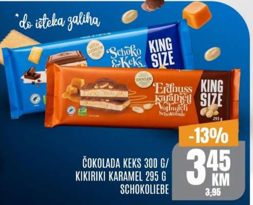 ČOKOLADA KEKS 300 G / KIKIRIKI KARAMEL 295 G