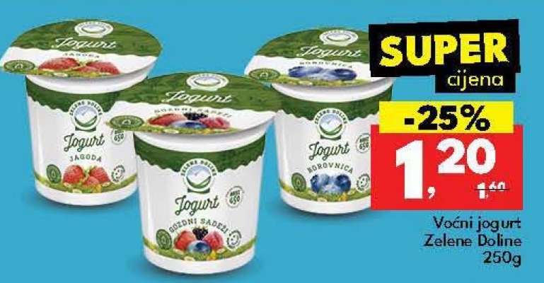 Voćni jogurt Zelene Doline, 250g