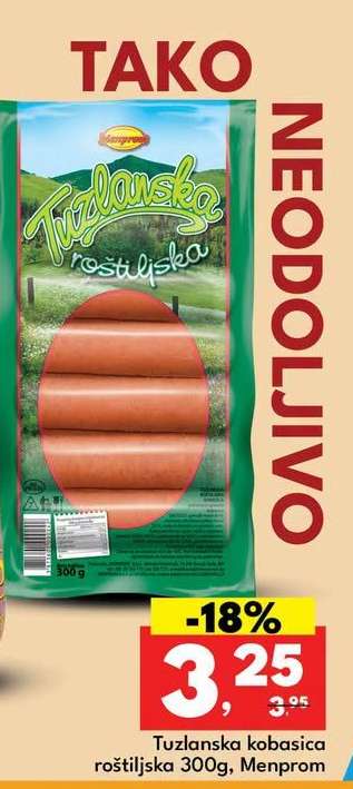 Tuzlanska kobasica roštiljska 300g, Menprom