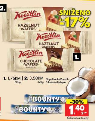 Napolitanke Koestlin čokolada/lješnjak 180g