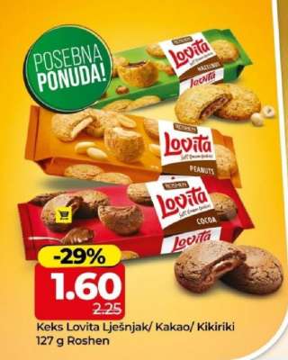 Keks Lovita lješnjak/kakao/kikiriki