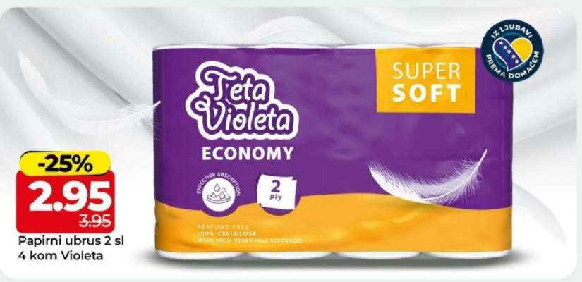 Papirni ubrus 2 sl 4 kom Violeta