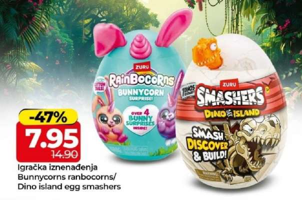 Igračka iznenađenja Bunnycorns ranbocorns/ Dino island egg smashers