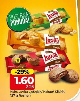Keks Lovita lješnjak/kakao/kikiriki