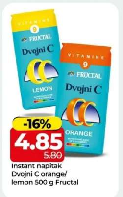 Instant napitak Dvojni C orange/lemon 500 g Fructal
