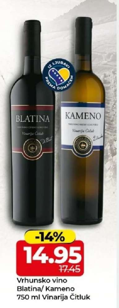 Vrhunsko vino Blatina/Kameno