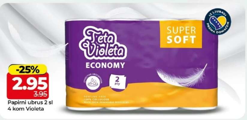 Papirni ubrus 2 sl 4 kom Violeta