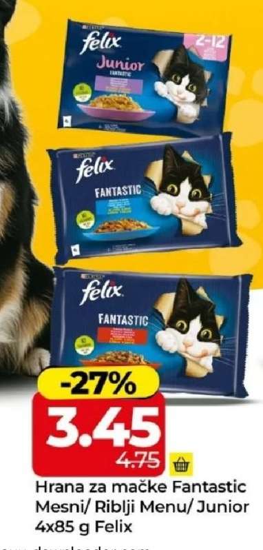 Hrana za mačke Fantastic Mesni/Riblji Menu/Junior 4x85 g Felix