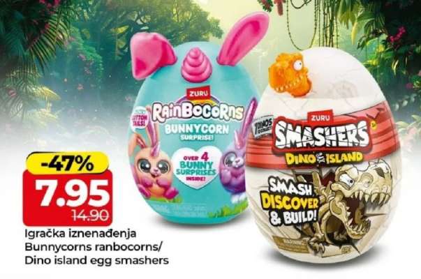 Igračka iznenađenja Bunnycorns ranbocorns/ Dino island egg smashers