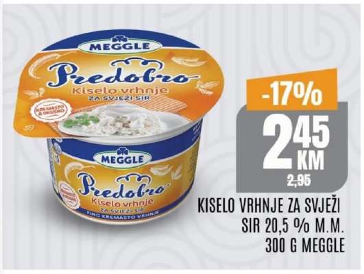 KISELO VRHNJE ZA SVJEŽI SIR 20,5% M.M.
