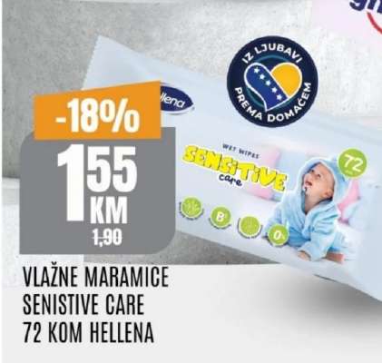 Vlažne maramice Sensitive Care 72 kom Hellena