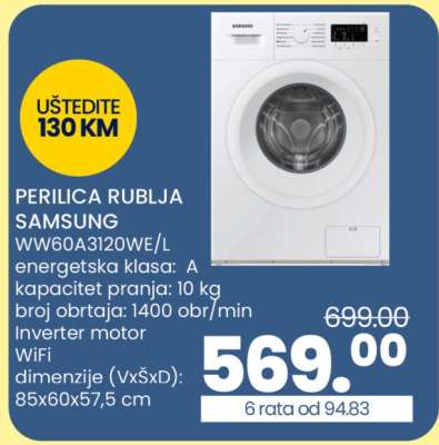 PERILICA RUBLJA SAMSUNG WW60A3120WE/L