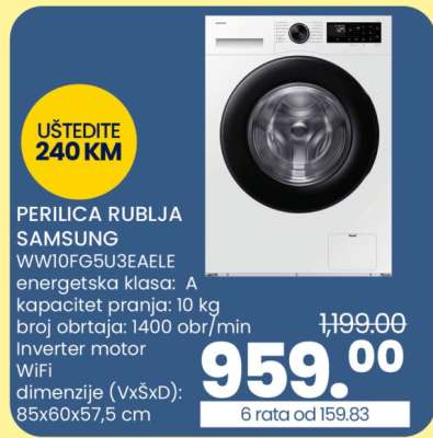 PERILICA RUBLJA SAMSUNG WW10FG5U3EAELE