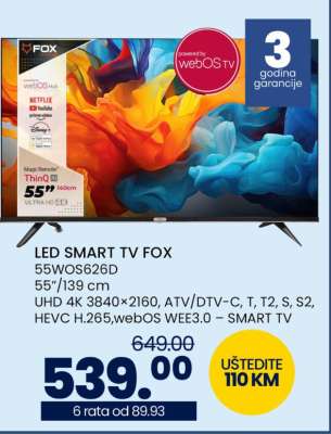 LED SMART TV FOX 55WOS626D