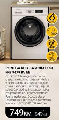 PERILICA RUBLJA WHIRLPOOL FFB 9479 BV EE