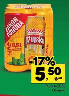 Pivo 4x0,5L Ožujsko