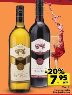 Vino 1L Hercegovačka Žilavka/Blatina