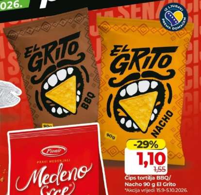 Čips tortilja BBQ/Nacho 90 g El Grito