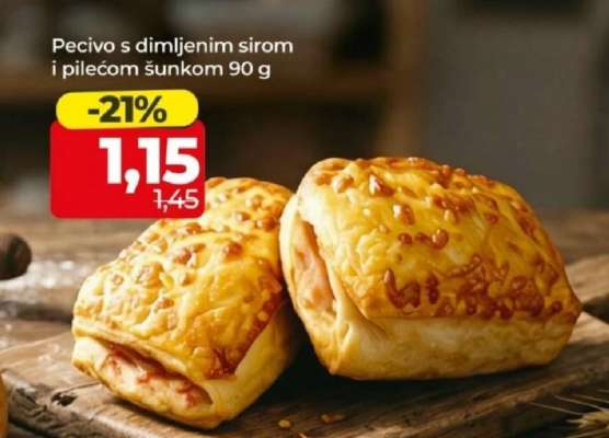 Pecivo s dimljenim sirom i pilećom šunkom