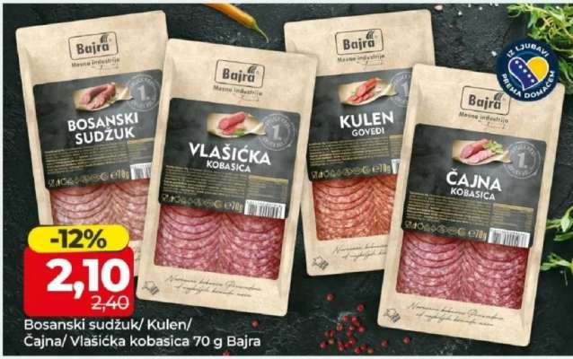 Bosanski sudžuk/ Kulen/ Čajna/ Vlašićka kobasica 70 g Bajra