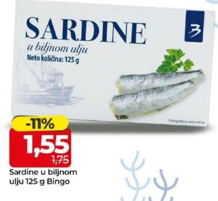 Sardine u biljnom ulju 125 g, Bingo