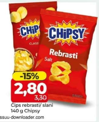 Čips rebrasti/slani