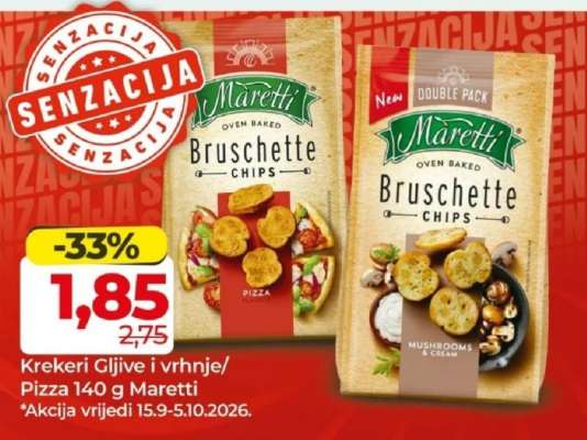 Krekeri Gljive i vrhnje/Pizza 140 g Maretti