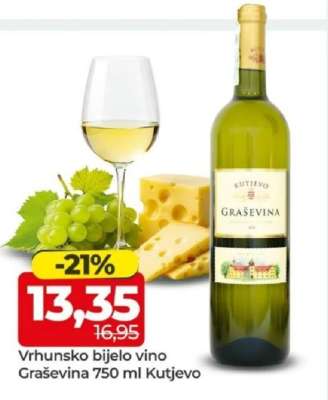 Vrhunsko bijelo vino Graševina 750 ml Kutjevo