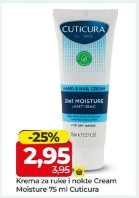 Krema za ruke i nokte Cream Moisture 75 ml Cuticura
