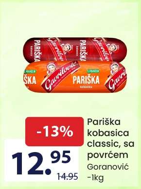 Pariška kobasica classic, sa povrćem Goranović