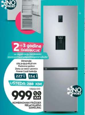 KOMBINOVANI FRIŽIDER RB34C625ESA SAMSUNG