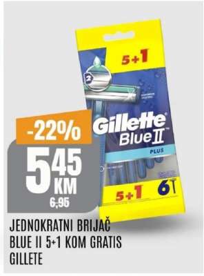 JEDNOKRATNI BRIJAČ BLUE II 5+1 KOM GRATIS GILLETE