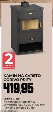 Kamin na čvrsto gorivo Prity