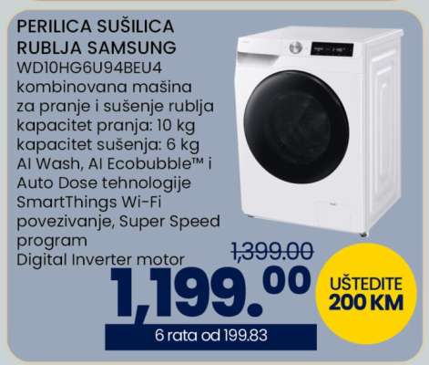 PERILICA SUŠILICA RUBLJA SAMSUNG WD10HG6U94BEU4