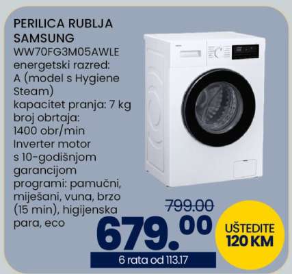 PERILICA RUBLJA SAMSUNG WW70FG3M05AWLE