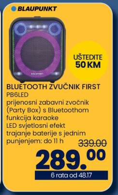 BLAUPUNKT BLUETOOTH ZVUČNIK FIRST PB6LED